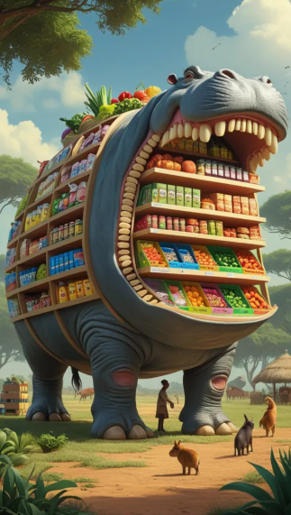 ヒポポタミノ・スーパーマーケットのイラスト