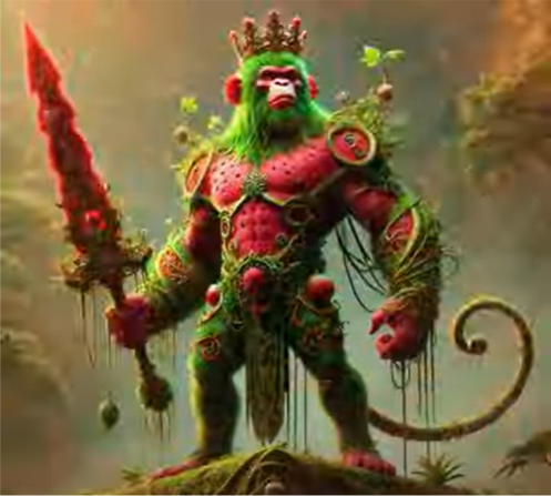 チンパンジーニ・ウォーターメロニーニ・キンギーニのイラスト